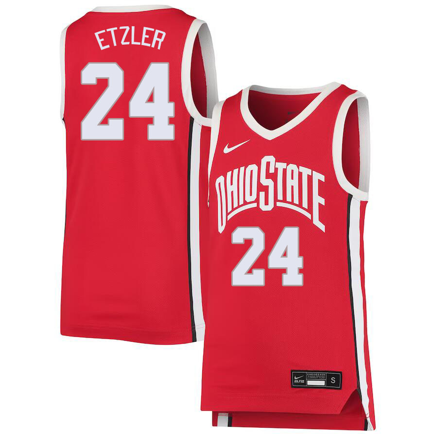 Ohio State Buckeyes #24 Kalen Etzler College Basketball Jerseys Stitched Sale-Red